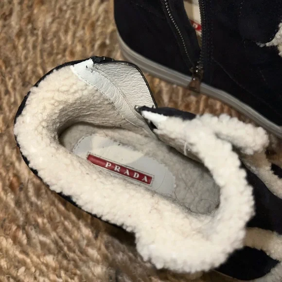 Prada Linea Rossa Shearling High Top Sneakers boots - Picture 6 of 13